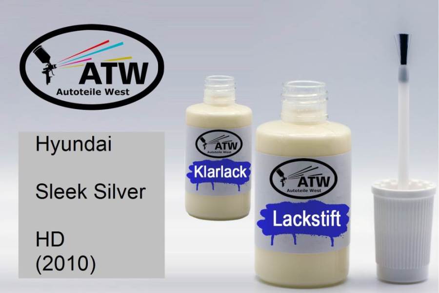 Hyundai, Sleek Silver, HD (2010): 20ml Lackstift + 20ml Klarlack - Set, von ATW Autoteile West.